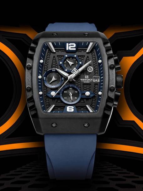 rose gold and black chronograph dial with soft stylish silicon strap waterproof Analog Watch - For Men 8025 multifunctional new square design