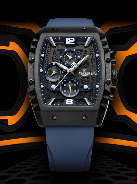 rose gold and black chronograph dial with soft stylish silicon strap waterproof Analog Watch - For Men 8025 multifunctional new square design