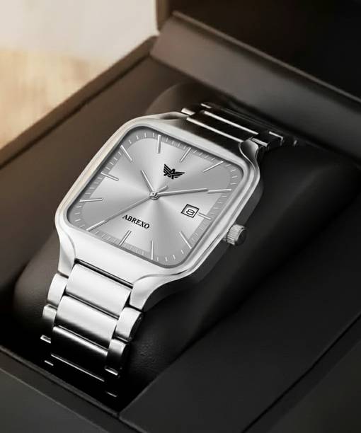 ABREXO Abx8875-All Silver Date Watch Trending Silver New Designer Date Working Silver Stainless Steel Analog Watch  - For Men