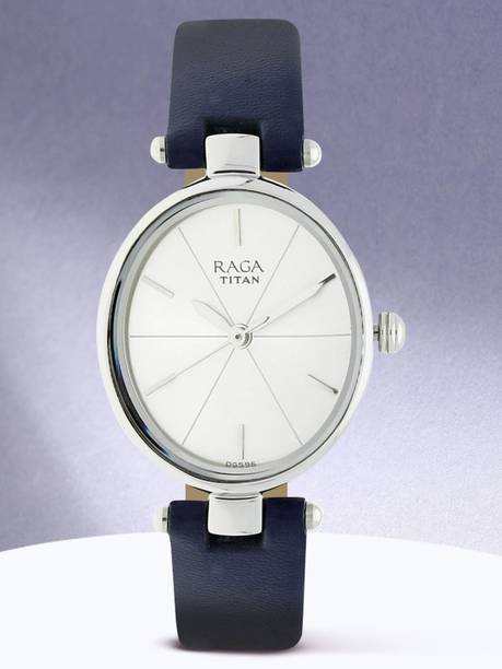 Titan Raga Viva Silver Dial Blue Leather Strap Analog Watch - For Women NT1595WM01,NT2579SL01,NU2579SL01