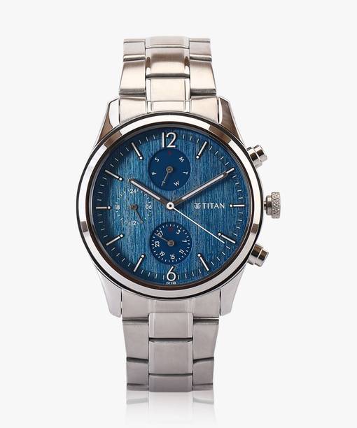 Titan Workwear Multifunction Blue Dial Silver MetalStrap Analog Watch - For Men NT1805QM02,TH1792059,1805QM02,NU1805QM02