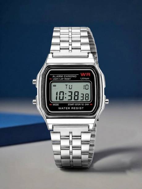 Luxury Retro Digital Watch for Men & Women | Alarm Chronograph | Silver Finish Digital Watch  - For Men Digital Sports & Casual Watch
