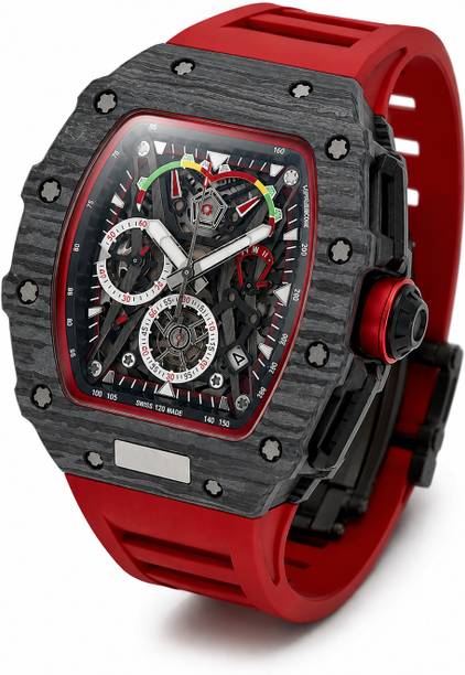 Tonneau Skeletonized Series Analog Watch - For Men RML-RED-STRAP