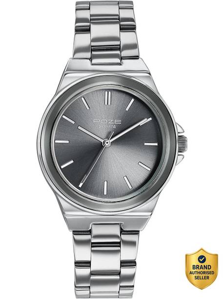 Sonata Poze Golden Hour Quartz Grey Round Dial Women's Watch Analog Watch - For Women SP80121KM02W