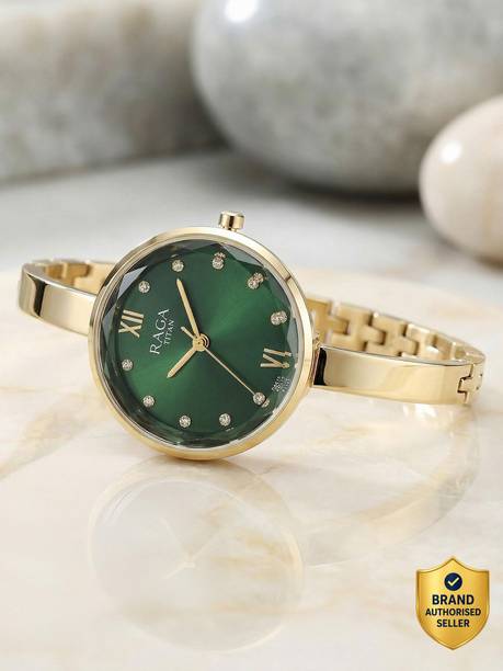Titan Raga Showstopper Green Dial Gold MetalStrap Analog Watch - For Women NT95271YM01,95271YM01,NU95271YM01