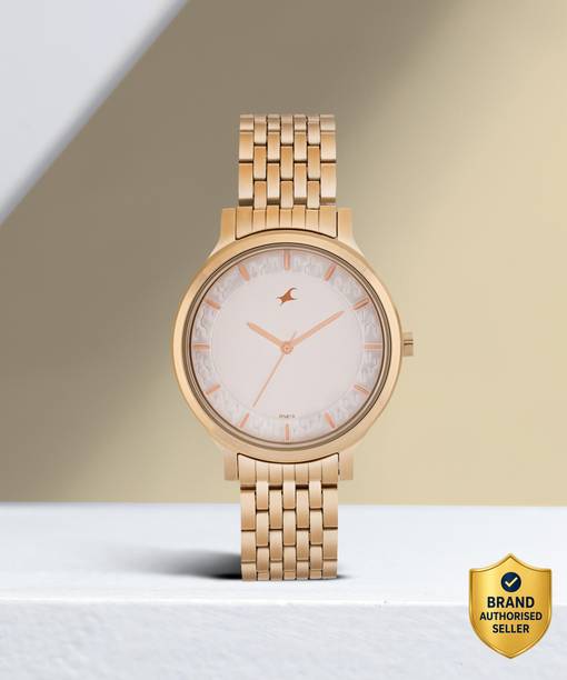 Fastrack Crush White Dial Golden Stainless Steel Strap Analog Watch - For Girls NT6292WM01