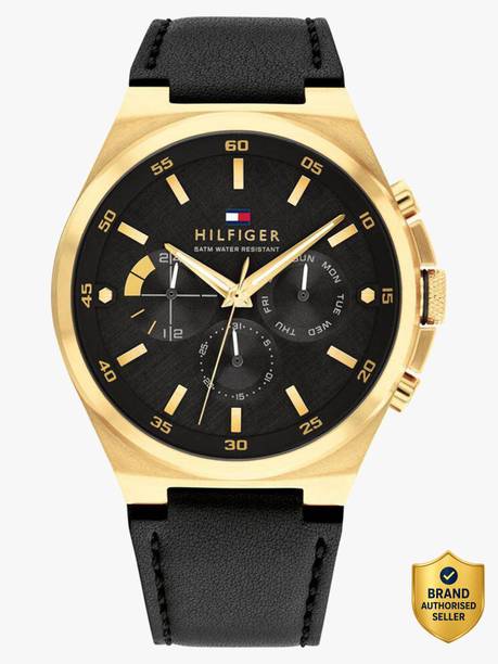 Tommy Hilfiger Multifunction Black Dial Black LeatherStrap Analog Watch  - For Men TH1792086,NTTH1792086