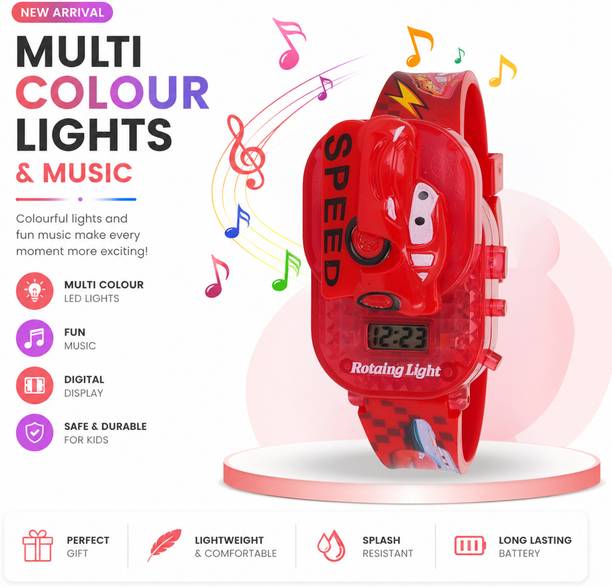 Digital Watch  - For Boys & Girls Racing Car Kids Digital LED Music Watch with 3D Cartoon Design