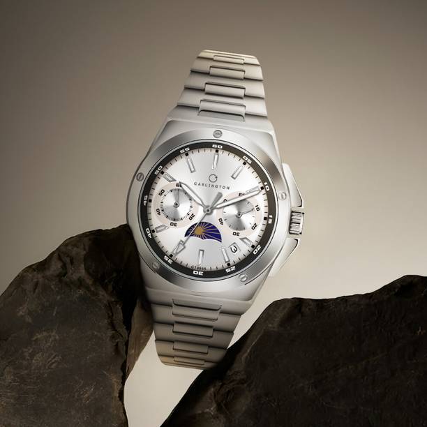 Carlington Legacy Gents Wrist Watches With Stainless Steel Chain Strap Analog Watch - For Men 9955 Silver