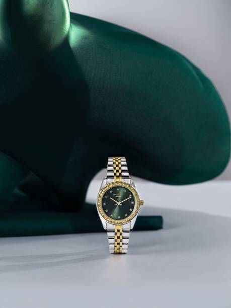 Sonata Poze Bi-Metal Breeze Quartz Green Round Dial Women's Watch Analog Watch - For Women SP80118BM01,SP80118BM01W