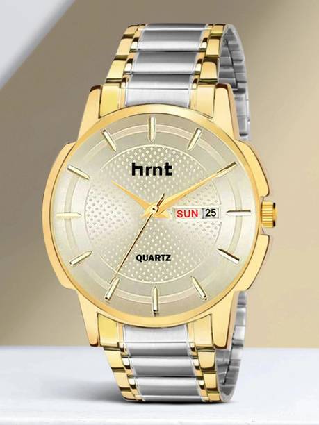 hrnt HMTS-G9120 Premium Two Tone Plated Quartz Branded & Company Hands-Wrist Water Resistant Analog Watch  - For Men