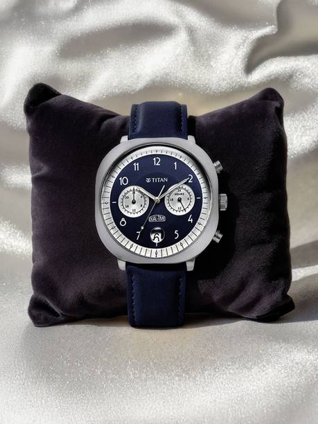 Titan TimeleSSTreasures Multifunction Blue Dial BlueLeatherStrap Analog Watch - For Men NT10022SL01,10022SL01