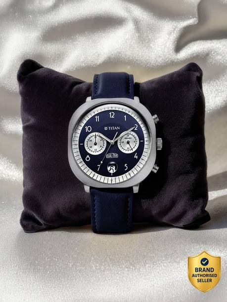 Titan TimeleSSTreasures Multifunction Blue Dial BlueLeatherStrap Analog Watch - For Men NT10022SL01,10022SL01