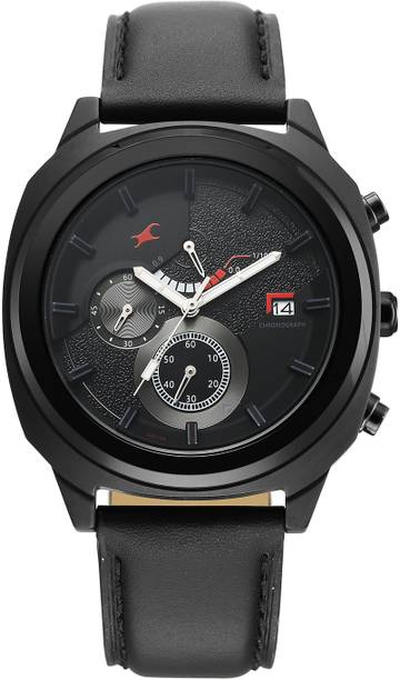 Kronos 3 Quartz Black Dial Black Leather Strap Analog Watch - For Men 3335NL02
