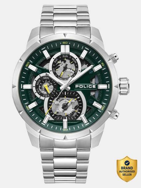 Police Multifunction Green Dial Silver Stainless Steel Strap Analog Watch - For Men PLPEWJK0021805,NTPLPEWJK0021805