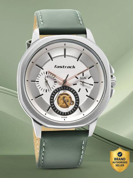 Fastrack Exuberant Multifunction White Dial Green LeatherStrap Analog Watch - For Men NT3303SL02