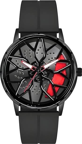Hot Sale Business Men Quart Watches Luxury Waterproof Sport Watch for Men Analog Watch  - For Men & Women Original Wheel Rotating Men Watches Black Fashion Wristwatch Steel Strap