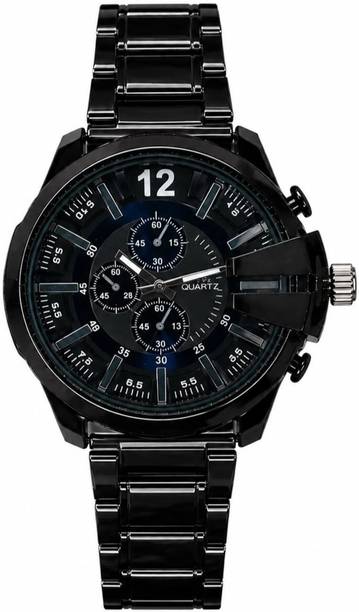 QUANTEX Oversized Dial Black Metal Chain Analog Watch For Men Men's Bold All-Black Look Analog Watch | Oversized Dial Analog Watch  - For Men