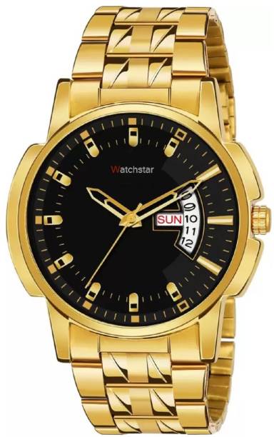 watchstar Golden Quartz Analog Watch Day&amp;Date Original Gold Plated Adjustable Bracelet Quartz Analog Watch Analog Watch  - For Men