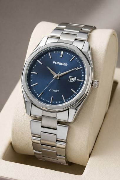 Men’s Solid Plan Dial Quartz Watch with Adjustable Stainless Steel Belt Analog Watch  - For Men PNM0040