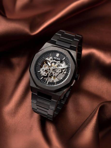 Black Mechanical Automatic Skeleton Self-Winding Water Resistant Analog Watch  - For Men AL2902