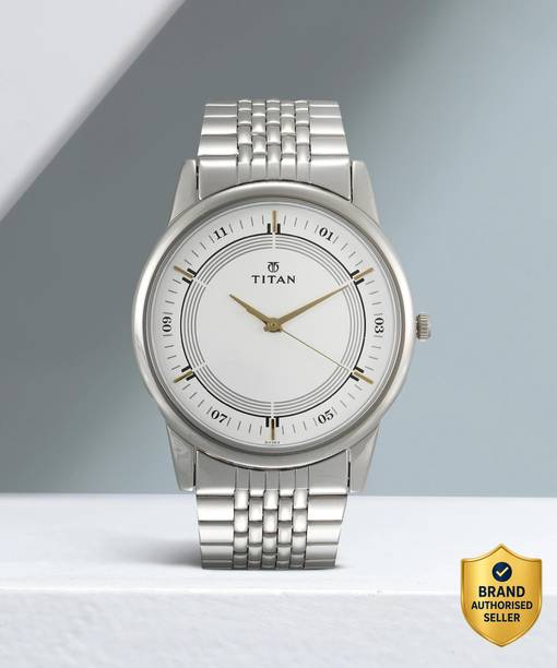 Titan Quartz White Dial Silver Metal Strap Analog Watch - For Men NP1773SM01