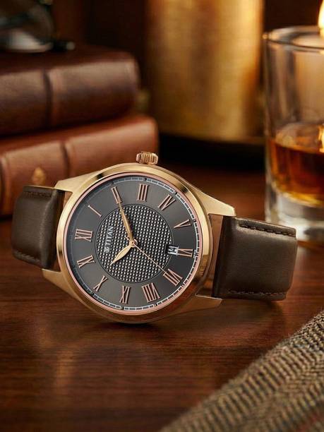 Titan Neo Roman Quartz with Anthracite Dial Brown Leather Strap Analog Watch - For Men 10063WL01