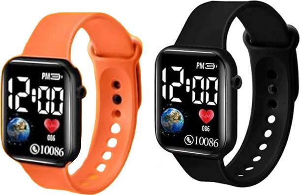 The most recent and cutting-edge design for a black LED display. Digital Watch  - For Boys & Girls KIMY_Fashionable LED Wristwatch Black _ Orange