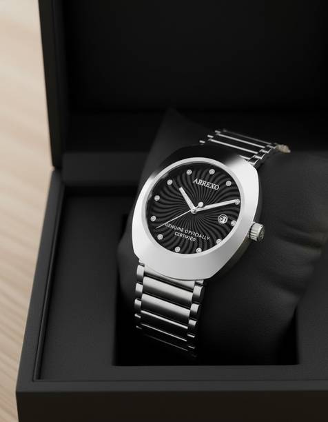 ABREXO Abx9992 Black RDO Cali Cartel Studded Black Dial Date Working Silver Quartz Watch For Boys Analog Watch  - For Men
