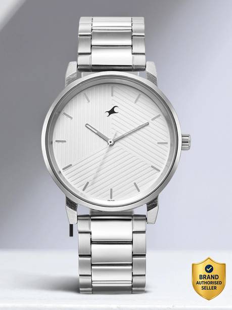 Fastrack Stunners White Dial Silver Metal Strap Analog Watch  - For Men 3278SM04
