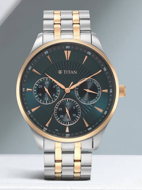 Titan Opulent Lii Multifunction TealGreen Dial TwoToned SS Strap Analog Watch - For Men NT90127KM02