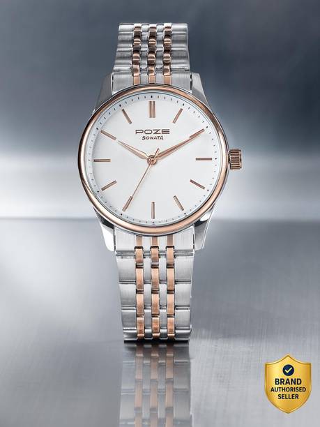 Sonata Poze Bi-Metal Breeze Quartz White Round Dial Men's Watch Analog Watch - For Men SP70070KM01,SP70070KM01W