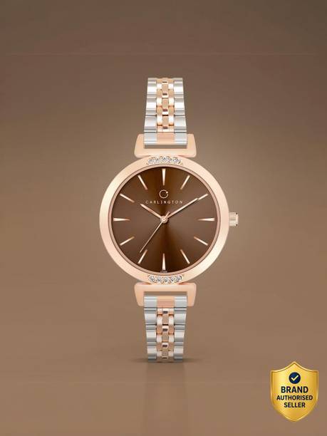 Carlington Iconic Series Premium Ladies Wrist Watches Analog Watch - For Women CT 2034 Two Tone Brown