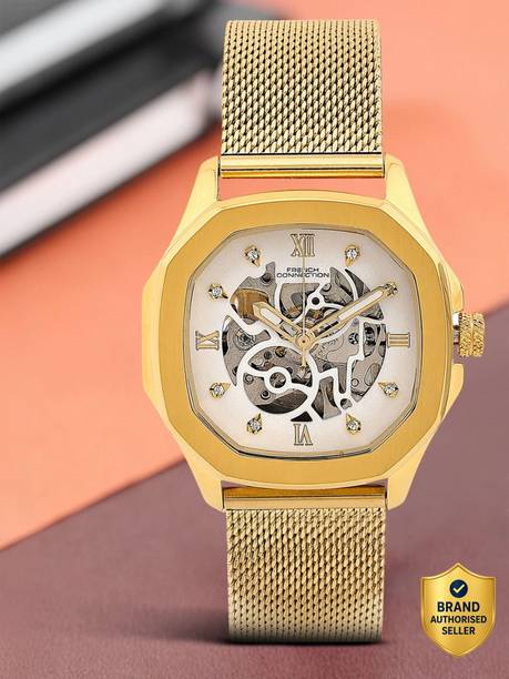 Gold Automatic Watch for Men | White Dial | Classic & Premium Design Analog Watch - For Women FCA06-6