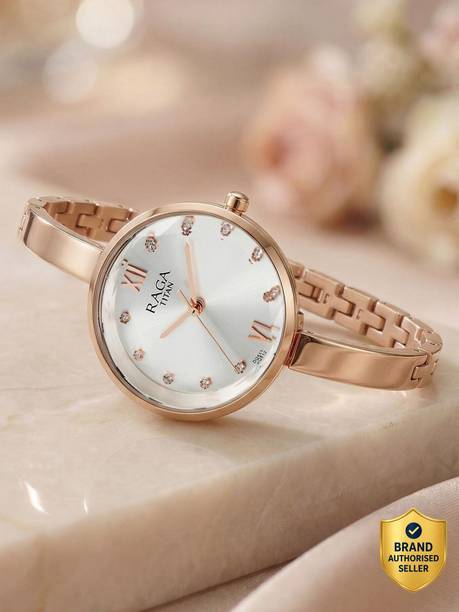 Titan Raga Showstopper Silver Dial Rose Gold MetalStrap Analog Watch - For Women NT95268YM01,95268YM01,NU95268YM01,NU95271WM02