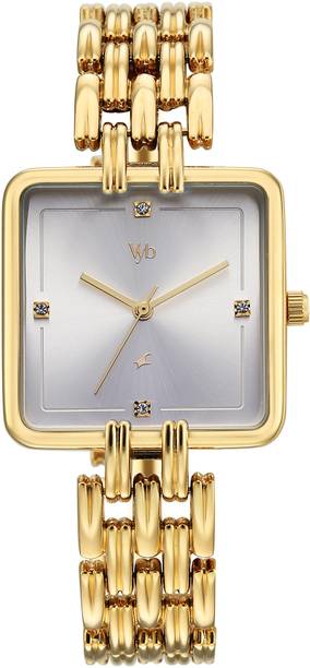 Fastrack Vyb Minimalist Quartz Silver Dial Gold Strap Analog Watch - For Women FV60122YM01W