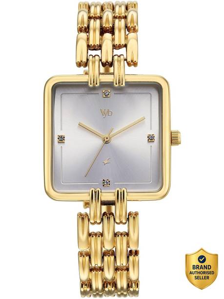 Fastrack Vyb Minimalist Quartz Silver Dial Gold Strap Analog Watch - For Women FV60122YM01W