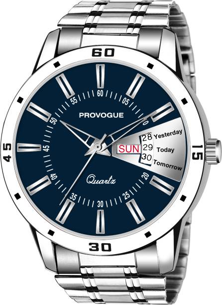 PROVOGUE Day and Date Functioning Steel Quartz Analog Watch  - For Men