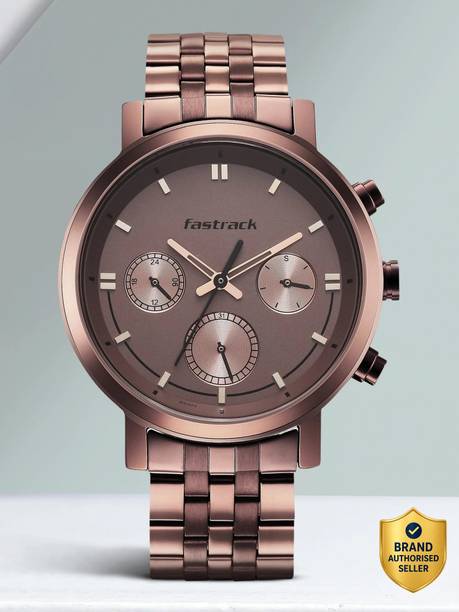 Fastrack Tick Tock Multifunction Brown Dial Brown MetalStrap Analog Watch - For Men NT3287QM01,NU3287QM01