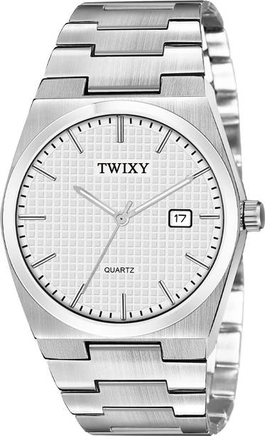 Luxury Swiss Made Date Functioning White Dial & Self Adjustable Steel Belt Analog Watch  - For Men (Men's Watch & Boy's Watch & Gent's Watch & Wrist Watch)