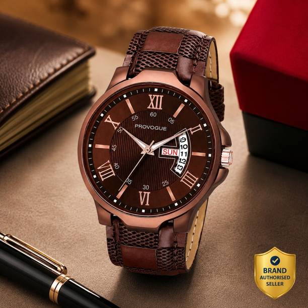 Provogue Long Life premium quality semi water resistant wirst Analog Watch  - For Men SK-PG-4080-BRWN-BRWN Basic Analog Watch for Men with Day and Date Display
