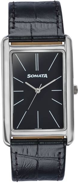 Ascent Quartz Black Dial Black Leather Strap Analog Watch - For Men 77196SL02