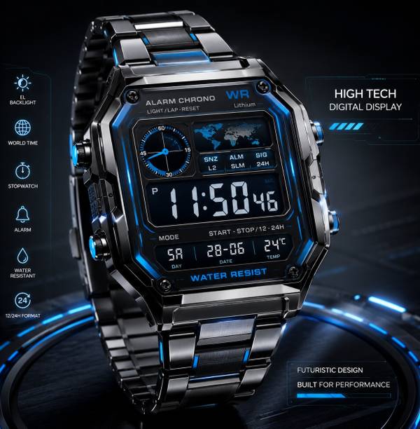 Trendy Chain Strap Series Digital Watch  - For Men & Women Flip-SilverCasse_1AS048