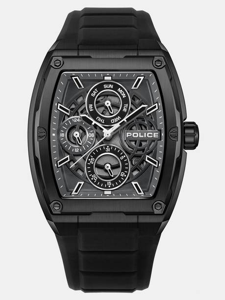 Police Multifunction Grey Dial Black Silicone Strap Analog Watch - For Men PLPEWJQ0004501