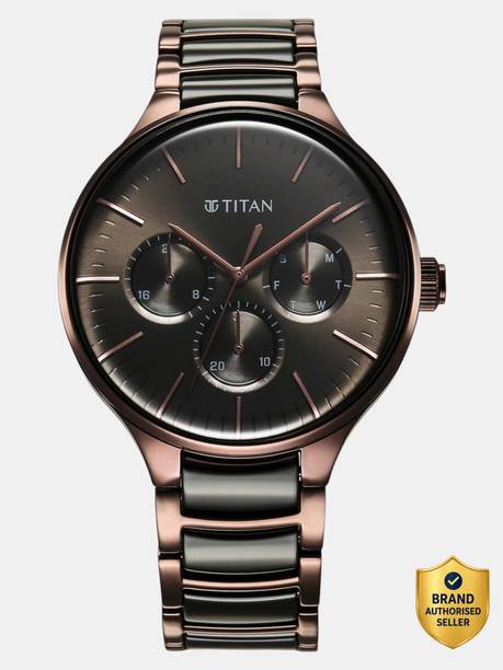 Titan Titan Multifunction Anthracite Dial Black & Brown SS Strap Analog Watch  - For Men