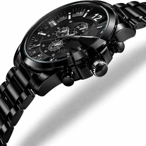 QUANTEX QUANTEX Men’s Black Stainless Steel Chronograph Style Analog Watch QUANTEX Men’s Black Stainless Steel Chronograph Style Analog Watch Analog Watch  - For Men