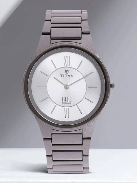 Titan Edge Ceramic Quartz in Silver Grey Dial Analog Watch  - For Men