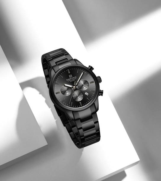 NAVIFORCE NF8076 Classic Full Black Multifunctional Date Display Analog Watch  - For Men
