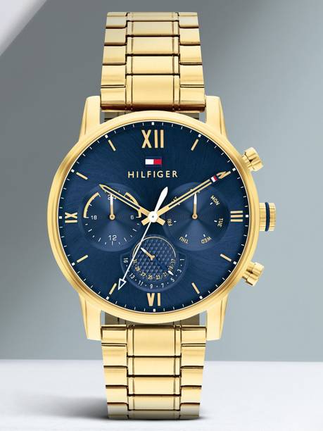 Tommy Hilfiger Multifunction Blue Dial Gold Stainless Steel Strap Analog Watch - For Men NETH1791880,TH1791880,NDTH1791880