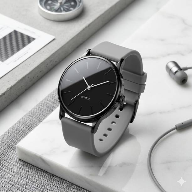 Analog Watch - For Men & Women Mens Watch Analog Stylish Black Dial Silicone Strap Casual Wrist Watch for Boys